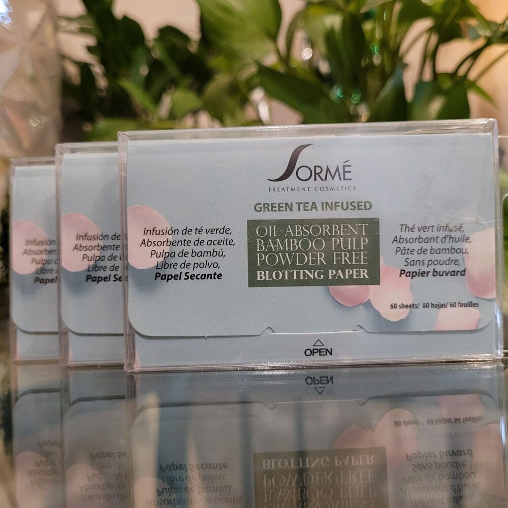 3 Pack Sormé Green Tea Infused Makeup Oil-Absorbent Powder Free Blotting Paper
